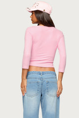 Lakia V Neck Three-Quarter Sleeve Top