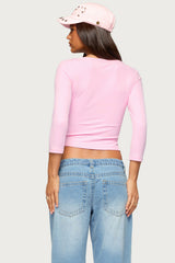Lakia V Neck Three-Quarter Sleeve Top