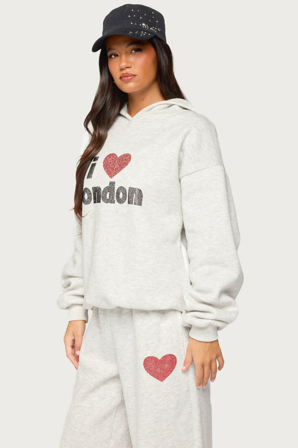 London Obsessed Rhinestone Hoodie