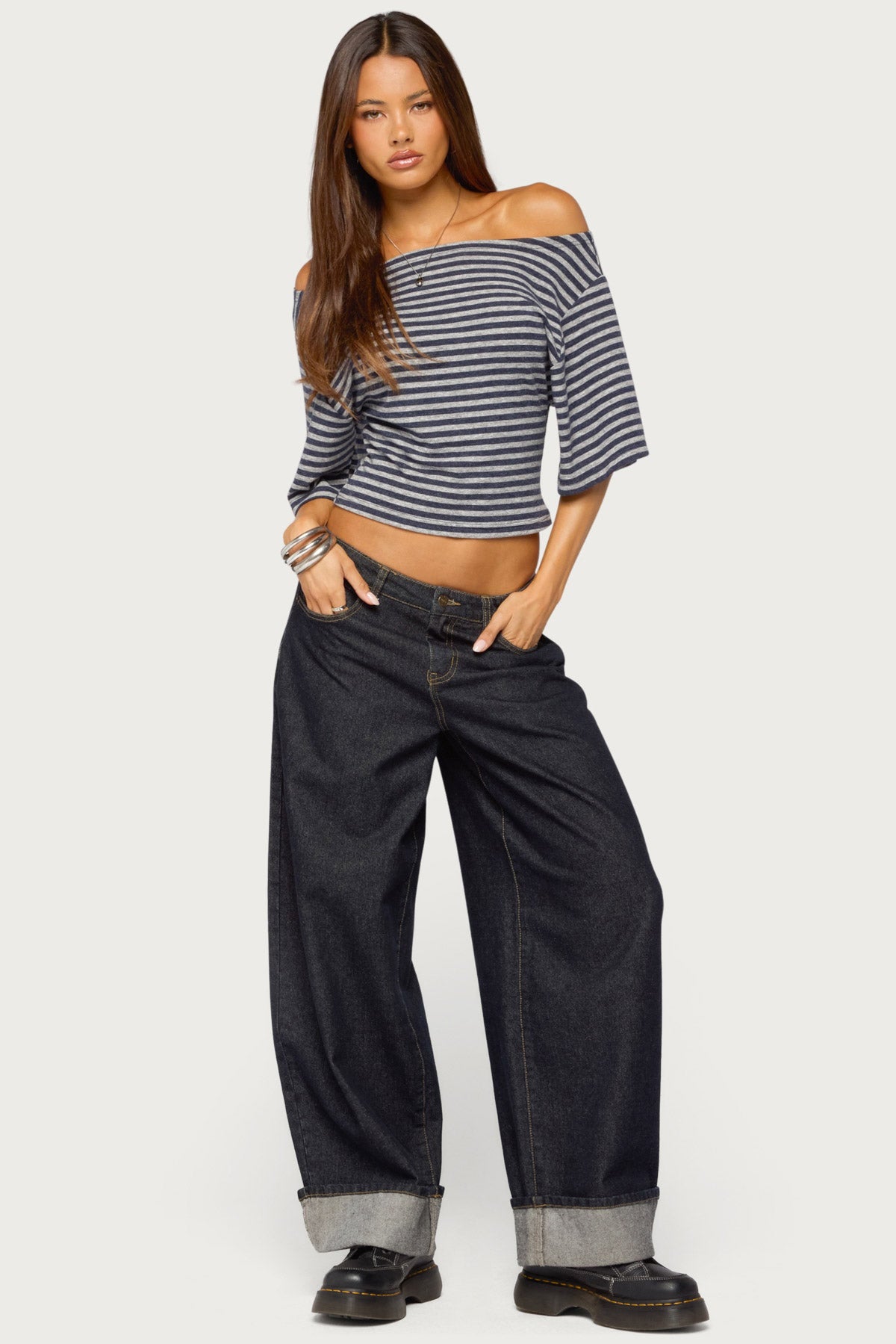 Jadan Striped Off Shoulder Top