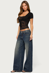 Sauly Low Rise Grommet & Wing Jeans
