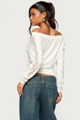 Breda Lacey Off Shoulder Long Sleeve Top