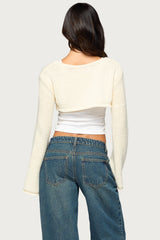 Jaquey Cropped Flared Sleeve Cardigan
