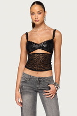 Allister Sequin Lace Cutout Top