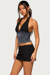 Adyson Faux Leather Halter Top