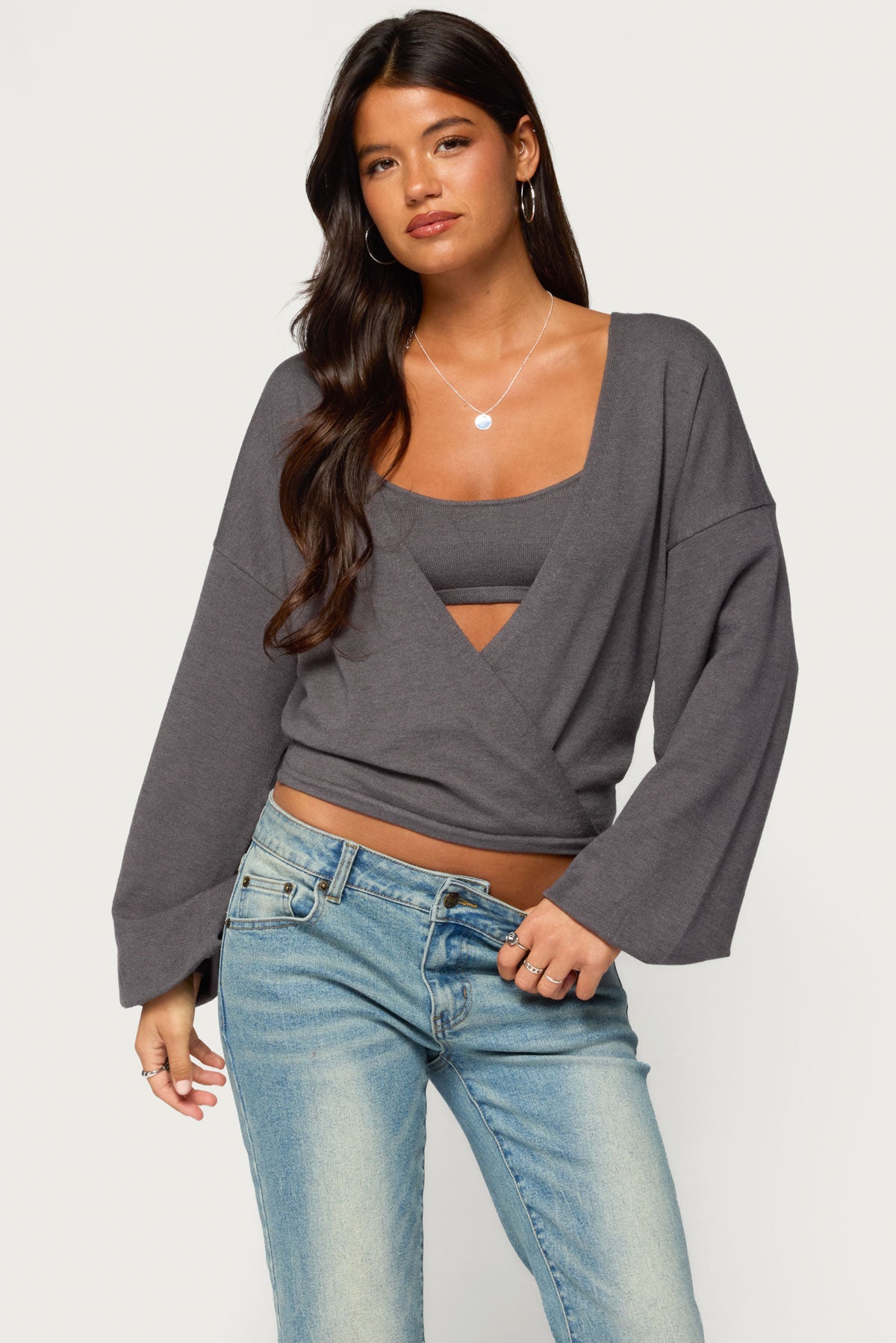 Kyree Two Pice Knit Overlap Top