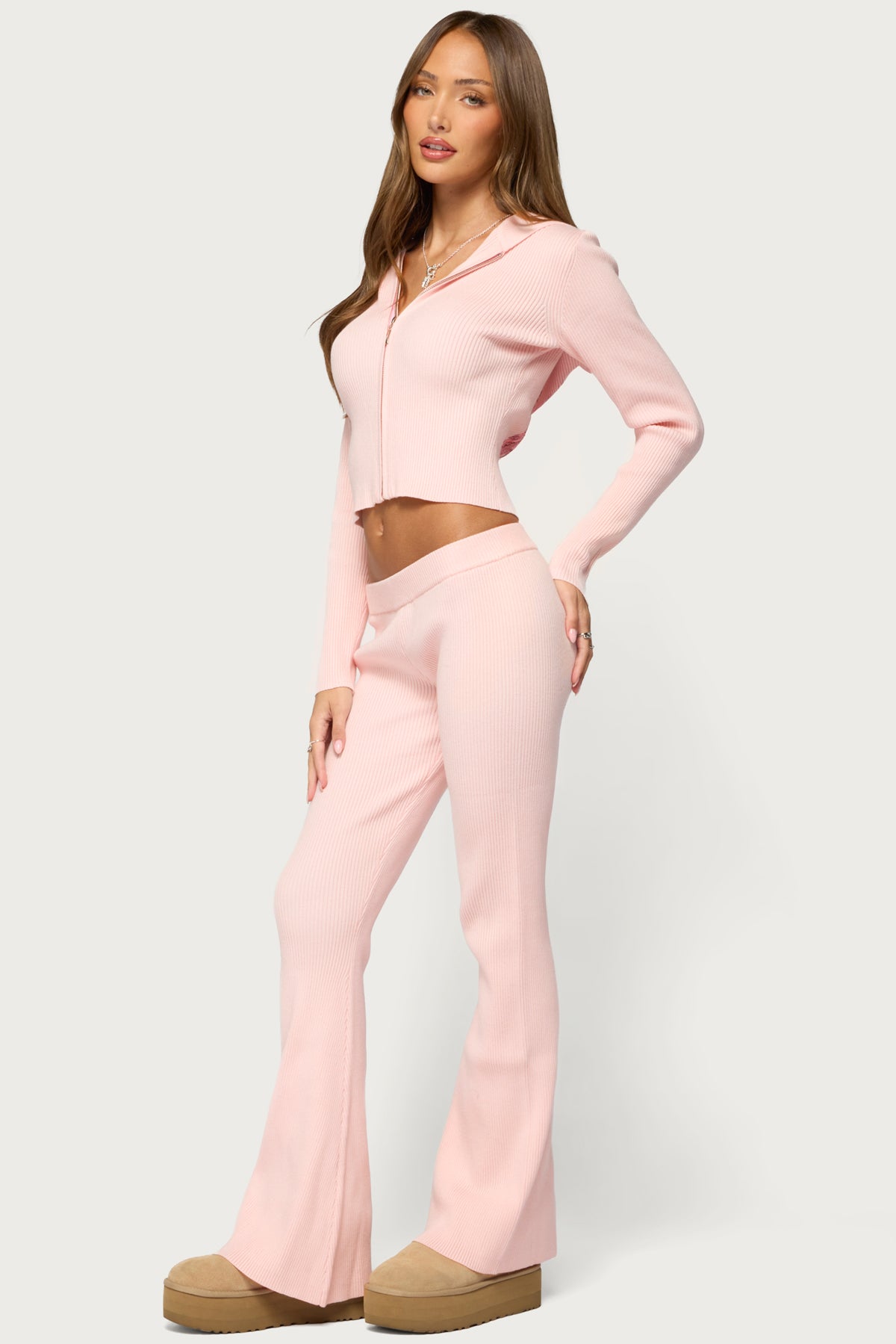 Ethie Ribbed Angel Zip Up Hoodie