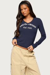 1980 Vintage V Neck Top