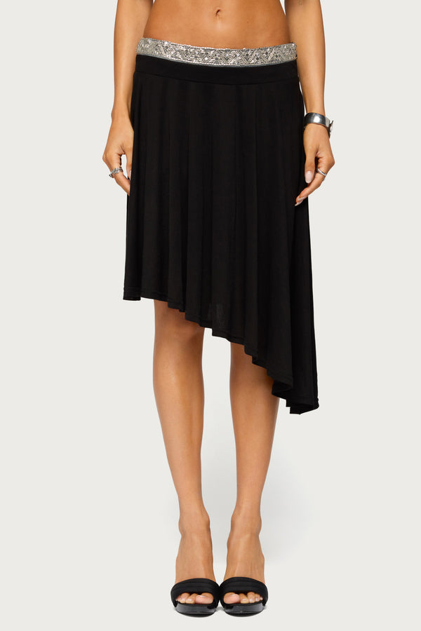 Dida Asymmetric Beaded Midi Skirt