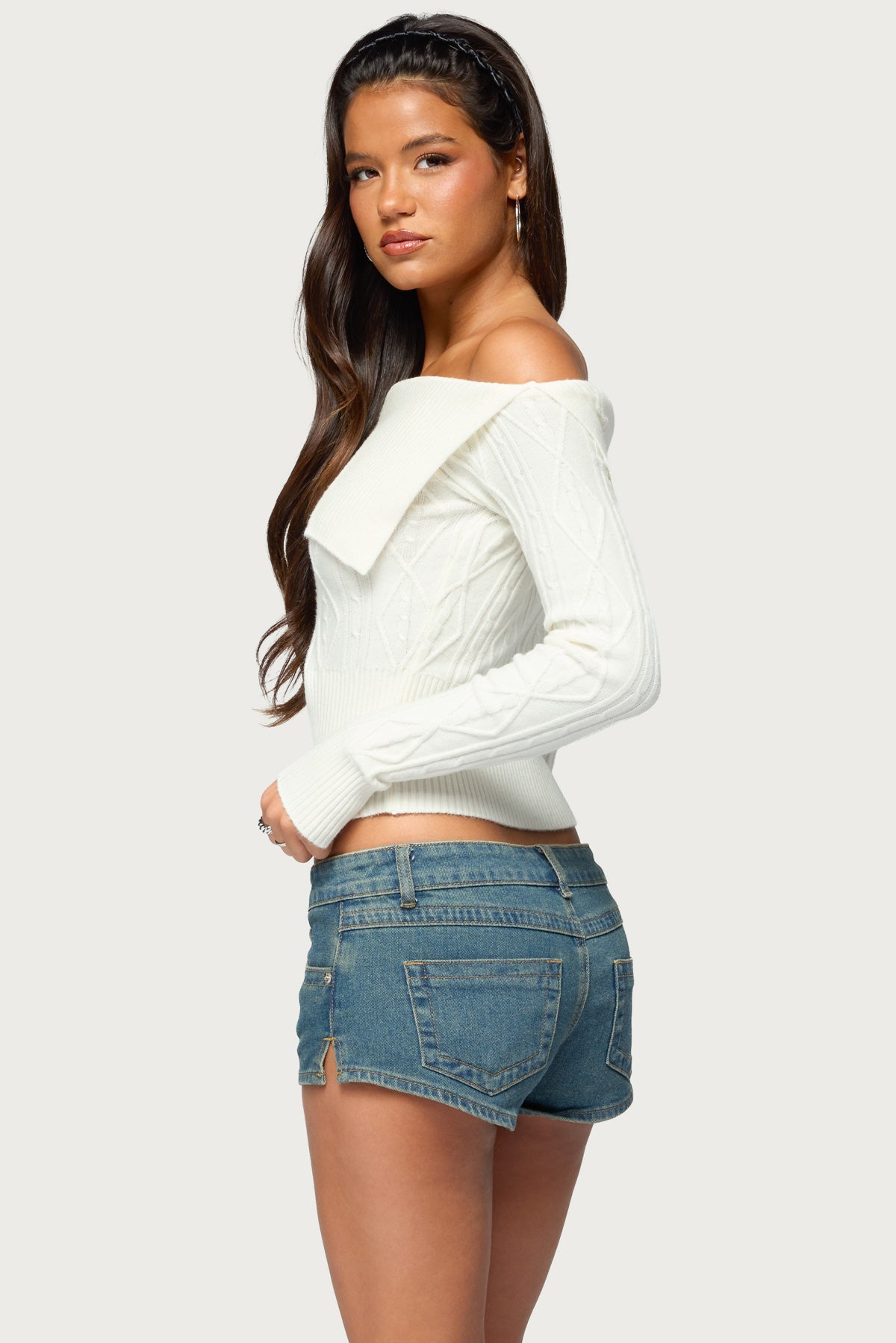Saeva Off Shoulder Cable Knit Sweater