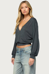 Ebby Studded Long Sleeve Wrap Top