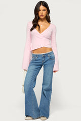 Earle Pointelle Wrap Knit Sweater