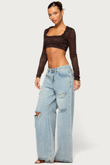 Jewls Long Sleeve Lace Crop Top