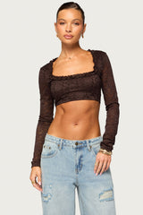 Jewls Long Sleeve Lace Crop Top