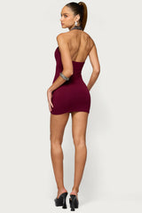 Kaeleigh Beaded Halter Mini Dress