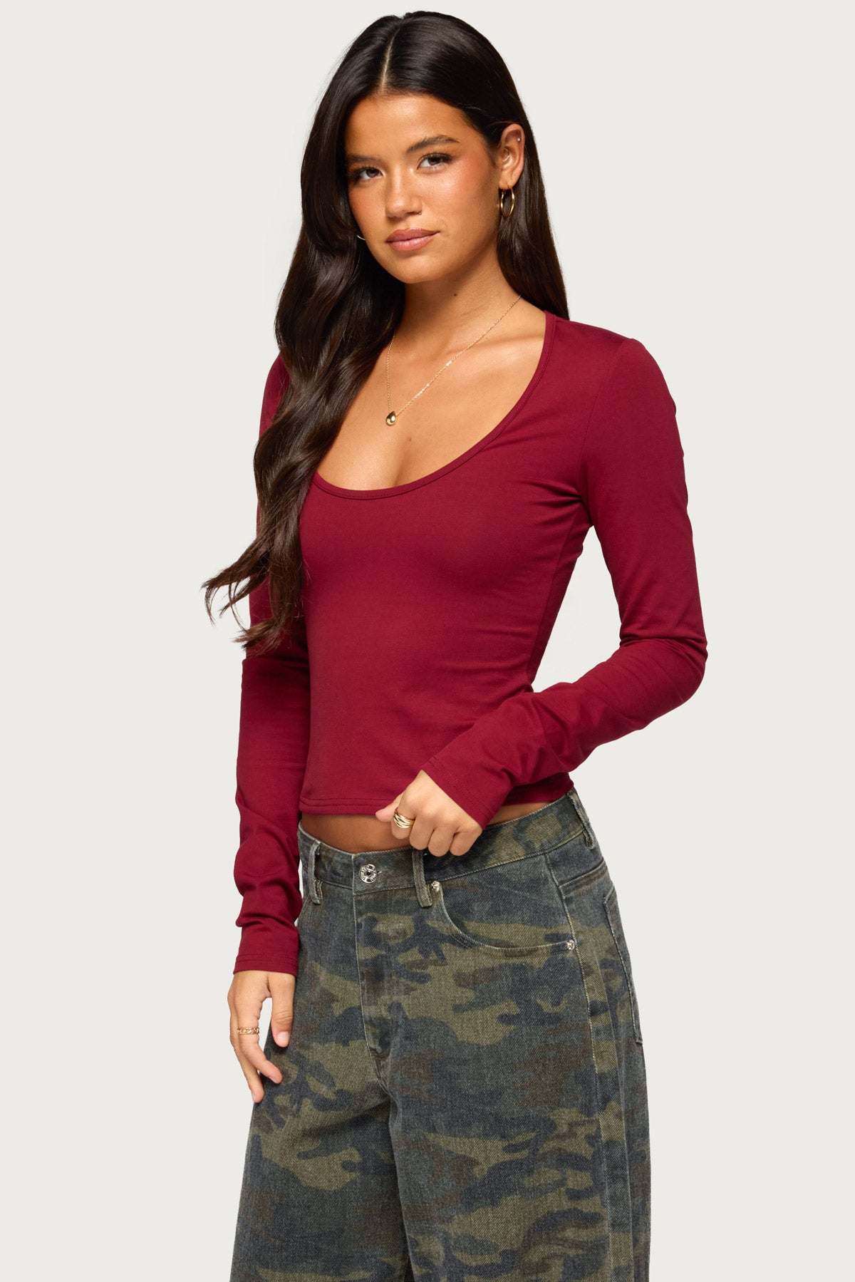 Suzie Scoop Neck Long Sleeve Top