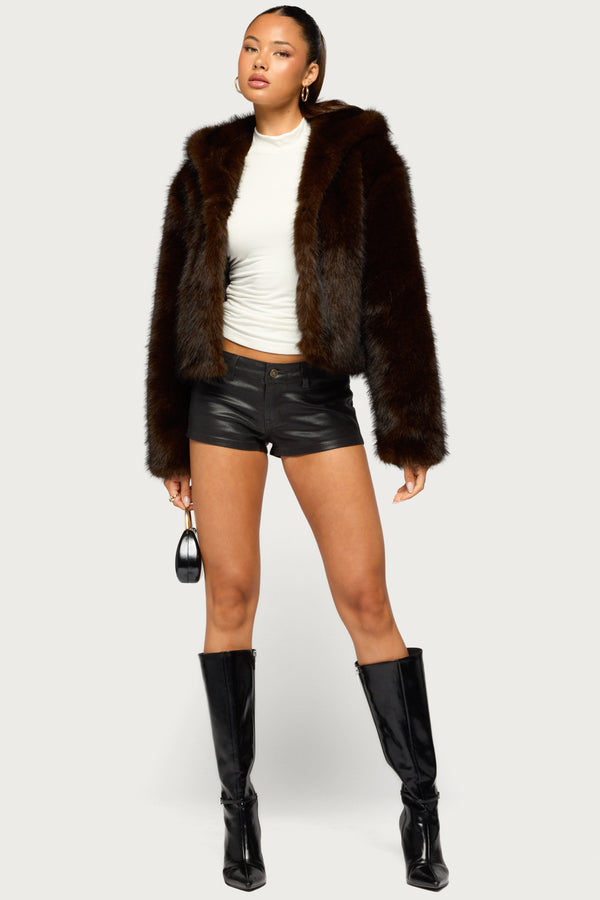 Faylin Hooded Faux Fur Jacket