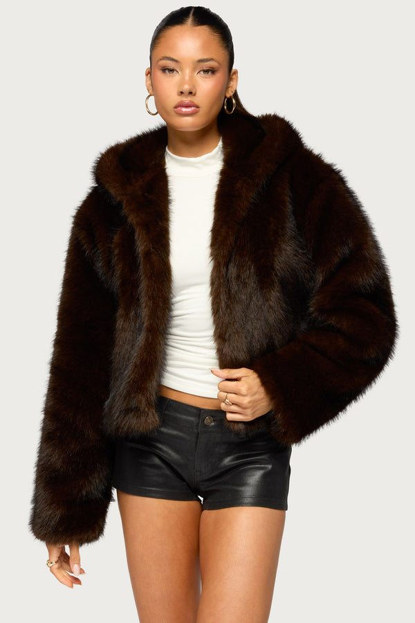 Faylin Hooded Faux Fur Jacket
