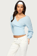 Mayan Pointelle Knit Wrap Sweater