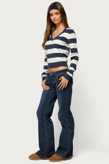 Austen Striped V Neck Sweater