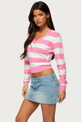 Austen Striped V Neck Sweater