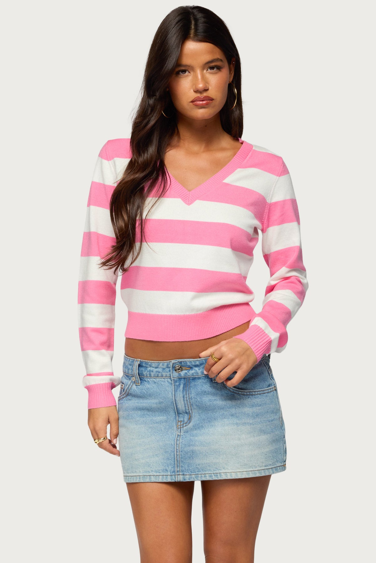 Austen Striped V Neck Sweater