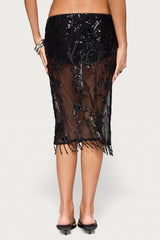 Hilly Beaded Fringe Midi Skirt