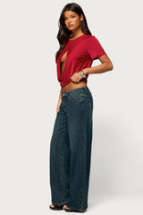Arleth Draped Keyhole Cutout Top