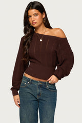 Grasey Off Shoulder Knit Sweater
