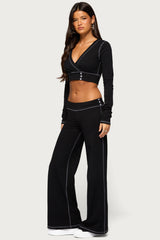 Kathrin Long Sleeve Cropped Stitched Top