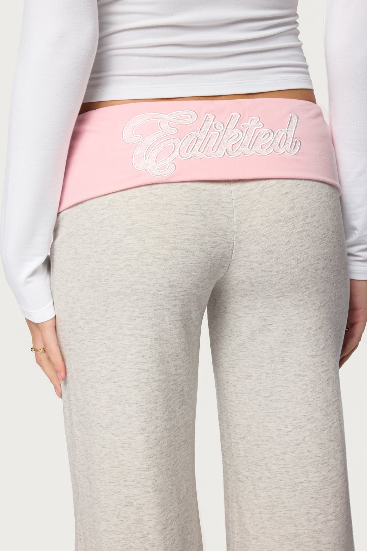 Edikted Mood Lacey Foldover Pants