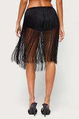 Kaidence Built In Shorts Fringed Midi Skirt