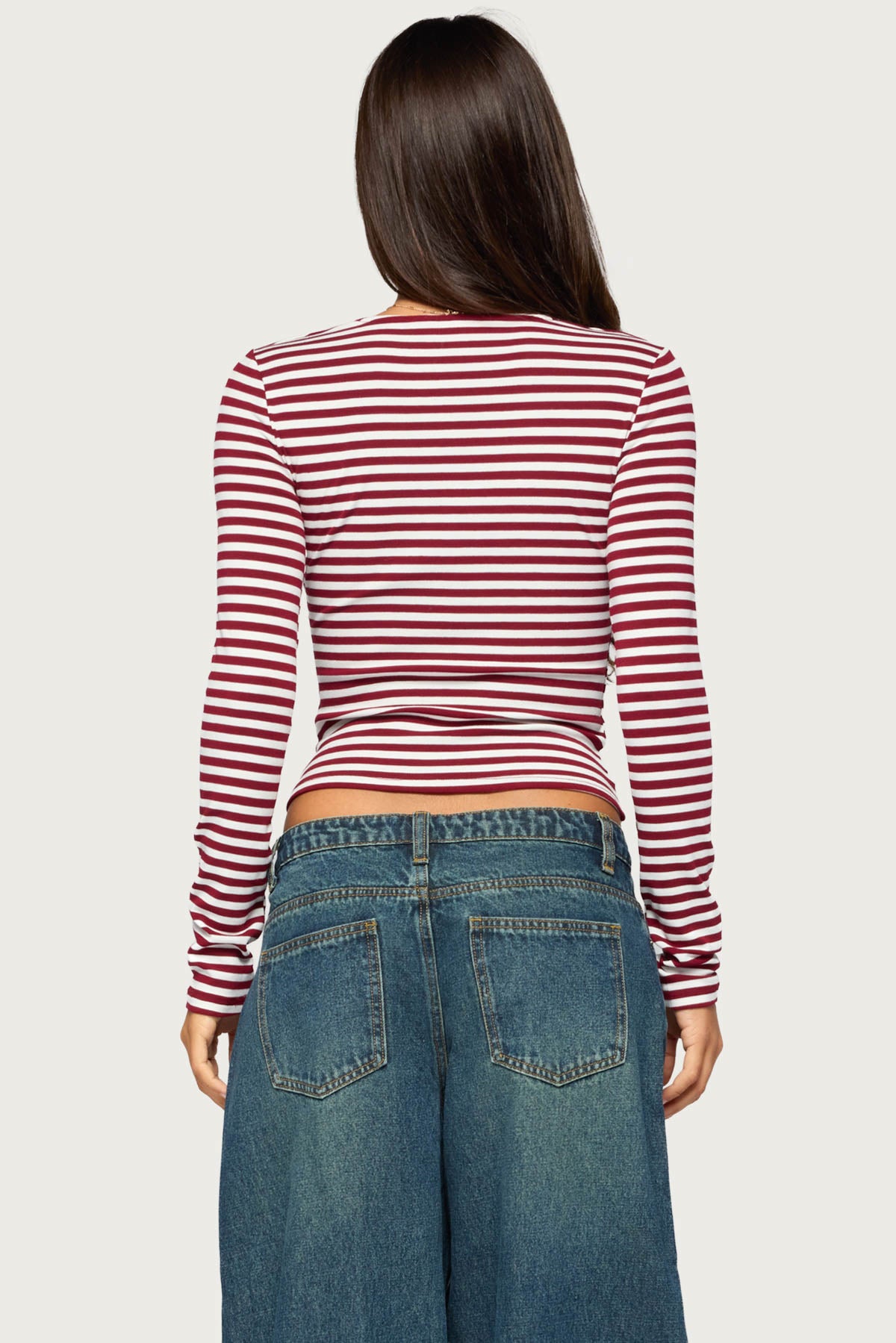 Gaby Striped Long Sleeve V Neck Top