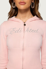 Edikted Fever Rhinestone Knit Hoodie