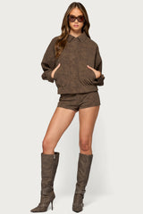 Rinnah Faux Suede Micro Shorts