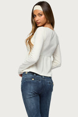 Annielle Long Sleeve Knit Babydoll Top