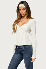 Annielle Long Sleeve Knit Babydoll Top