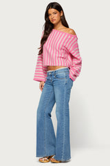 Jacey Off Shoulder Striped Sweater
