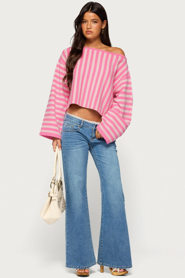 Jacey Off Shoulder Striped Sweater view 2