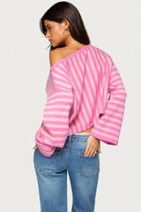 Jacey Off Shoulder Striped Sweater