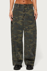 Anna Camo Low Rise Baggy Jeans