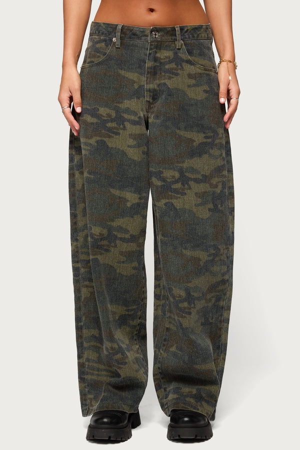 Anna Camo Low Rise Baggy Jeans view 2