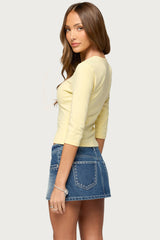Benni Three-Quarter Sleeve V Neck Top