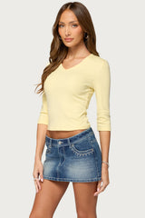 Benni Three-Quarter Sleeve V Neck Top