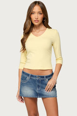 Benni Three-Quarter Sleeve V Neck Top