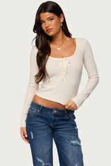 Lamia Waffle Long Sleeve Top