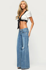 Adina Bead & Sequin Tie Front Top