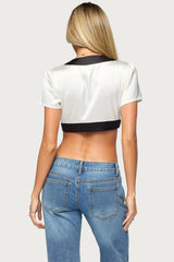 Adina Bead & Sequin Tie Front Top