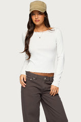 Jasmina Lacey Pointelle Long Sleeve Top