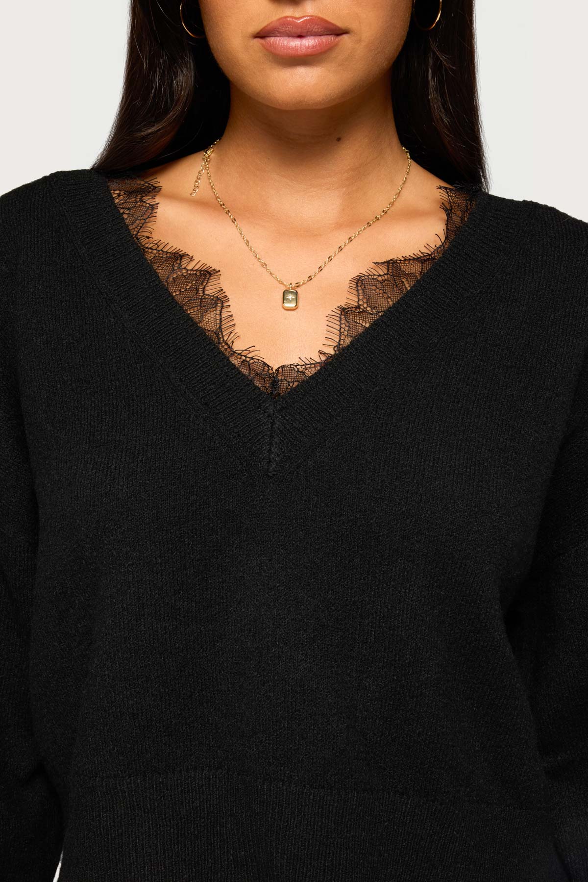 Audrinnah Lacey V Neck Sweater